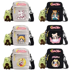 Sailor Moon Crossbody Bags Anime Cartoon Girls Square Print borsa a tracolla Kawaii Fashion Cosmetic organizer regali di compleanno carini