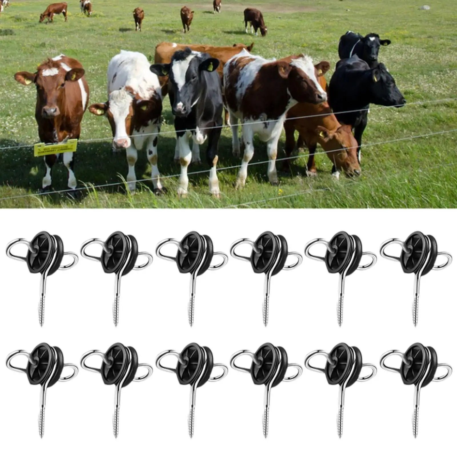

Electric Fence Wood Post Gate Handle Anchors Sturdy Double Hook Insulator Pack for Farm Use