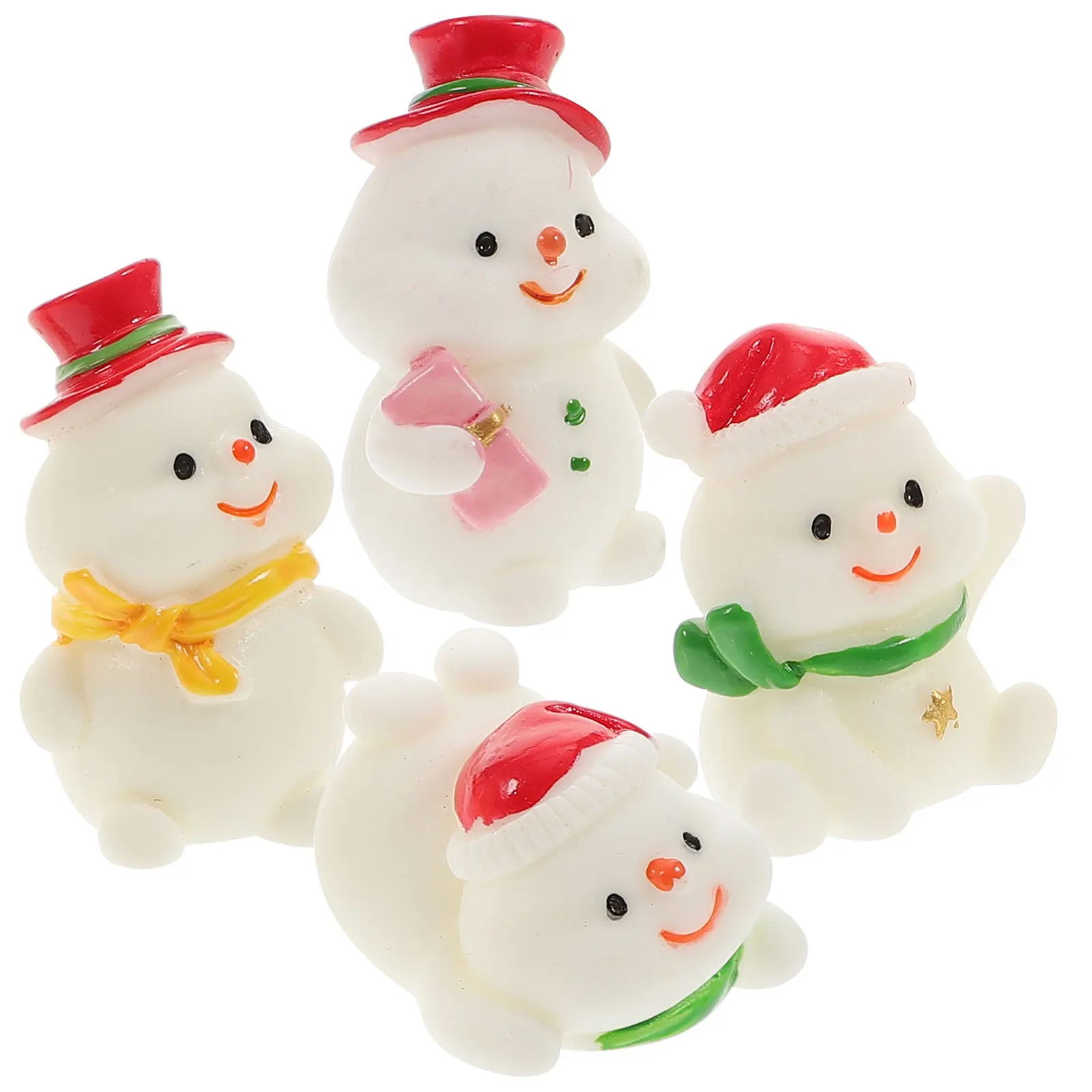 

4Pcs Miniature Snowman Statues Resin Snowman Ornaments Christmas Table Decoration Micro Winter Scene Crafts Indoor Outdoor