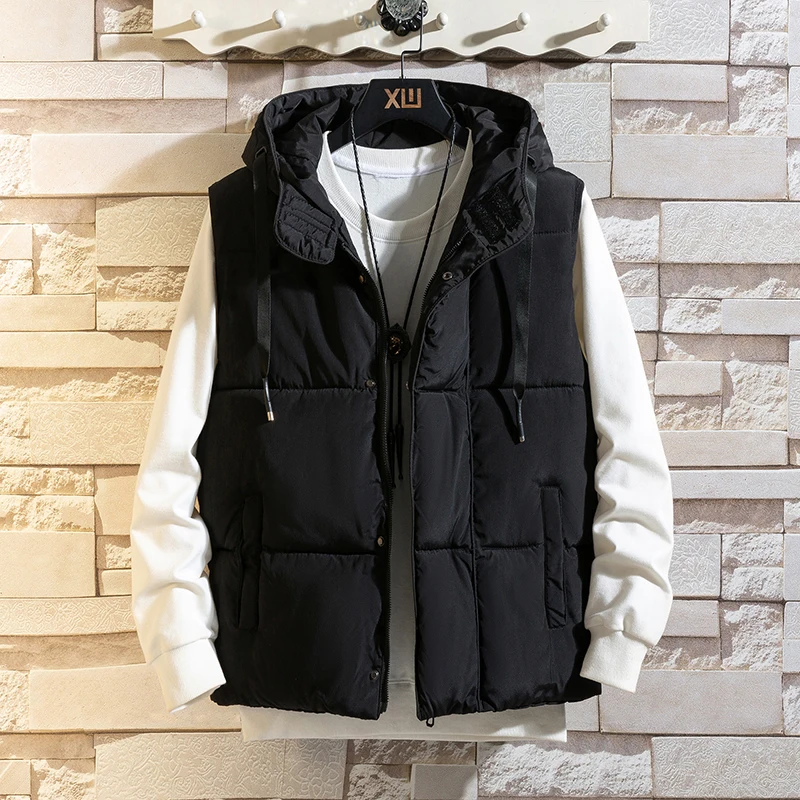 

Мужской хлопковый жилет, новый зимний жилет с капюшоном и воротником-стойкой, теплая верхняя одежда, рабочая одежда, украшение на молнии для молодежи