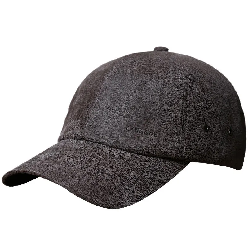 Leather baseball cap Sports outdoor hiking for men big around casual peaked