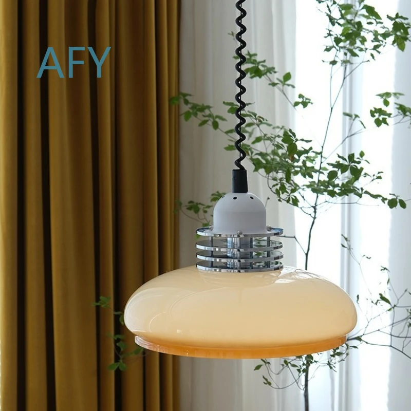 Bauhaus Cream Wind Retractable Pendant Lamp for E27 Socket Nordic Retro Chandelier for Restaurant Bar Counter Bedroom Study