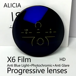 Anti Blue Light Anti Glare Photochromic Gray Progressive Multifocal Lenses 1.56 1.61 1.67 1.74 Customized For Wiewing Far  Near