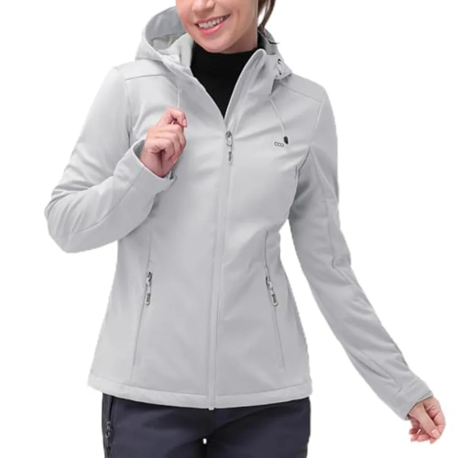 Chaqueta Softshell para Mujer de 33000Feet con Capucha, Impermeable, Ligera, Cortavientos, Chaqueta para Lluvia, para Senderismo al Aire Libre