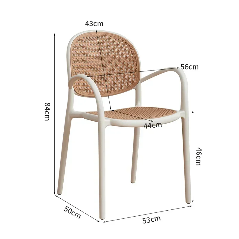 Nordic Rattan Woven Chairs Ins Plastic Stacking Stools Simple Backrest Design Macaron Dining Chair Room Furniture New Arrivals