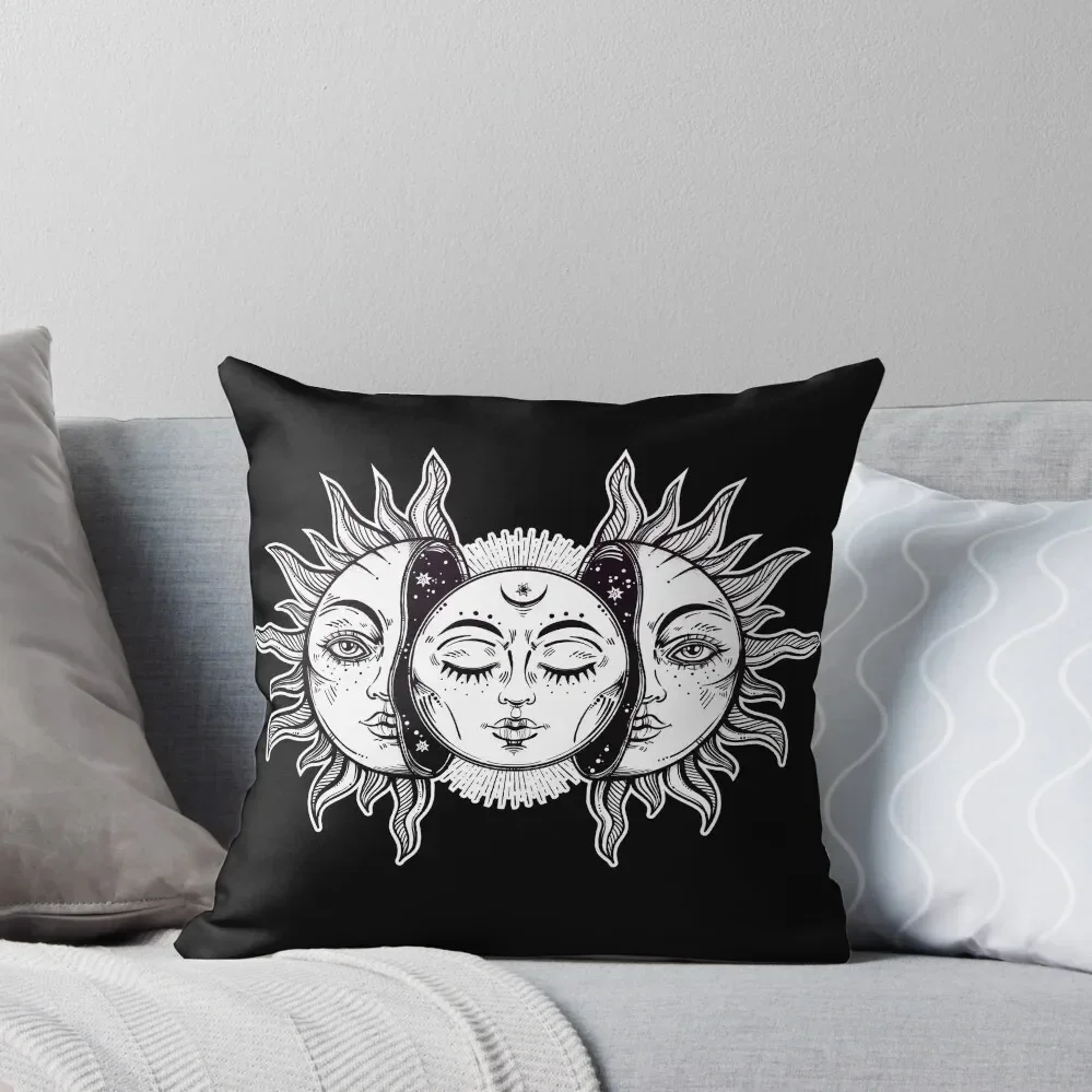 

Vintage Retro Sun and Moon Solar Eclipse Throw Pillow Cushions luxury home accessories pillow