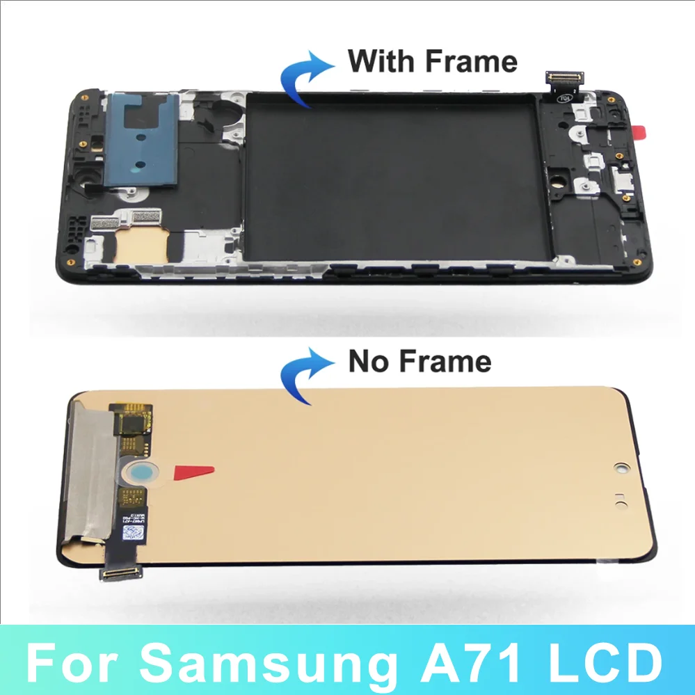 AMOLED For Samsung A71 Display Replacement with Frame, For Samsung A715 A715F A715FD LCD Display Touch Screen Digitizer Assembly