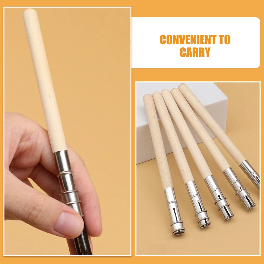 

10pcs Eyebrow Pencil Extender Metal Holder Lengthen Tool Compact Durable Universal Design Sketch Pencils Wooden Pole