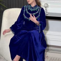 Winter Women Corduroy Diamond Trumpet Sleeves Evening Dress Vintage Lady Chic Gownec 2024 Elegant Solid Color Long Party Dresses