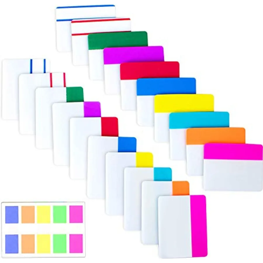 

Pieces Tabs 2 Inch Sticky Index Tabs, Writable and Repositionable File Tabs Flags Colored Page Markers Labels for Reading Notes