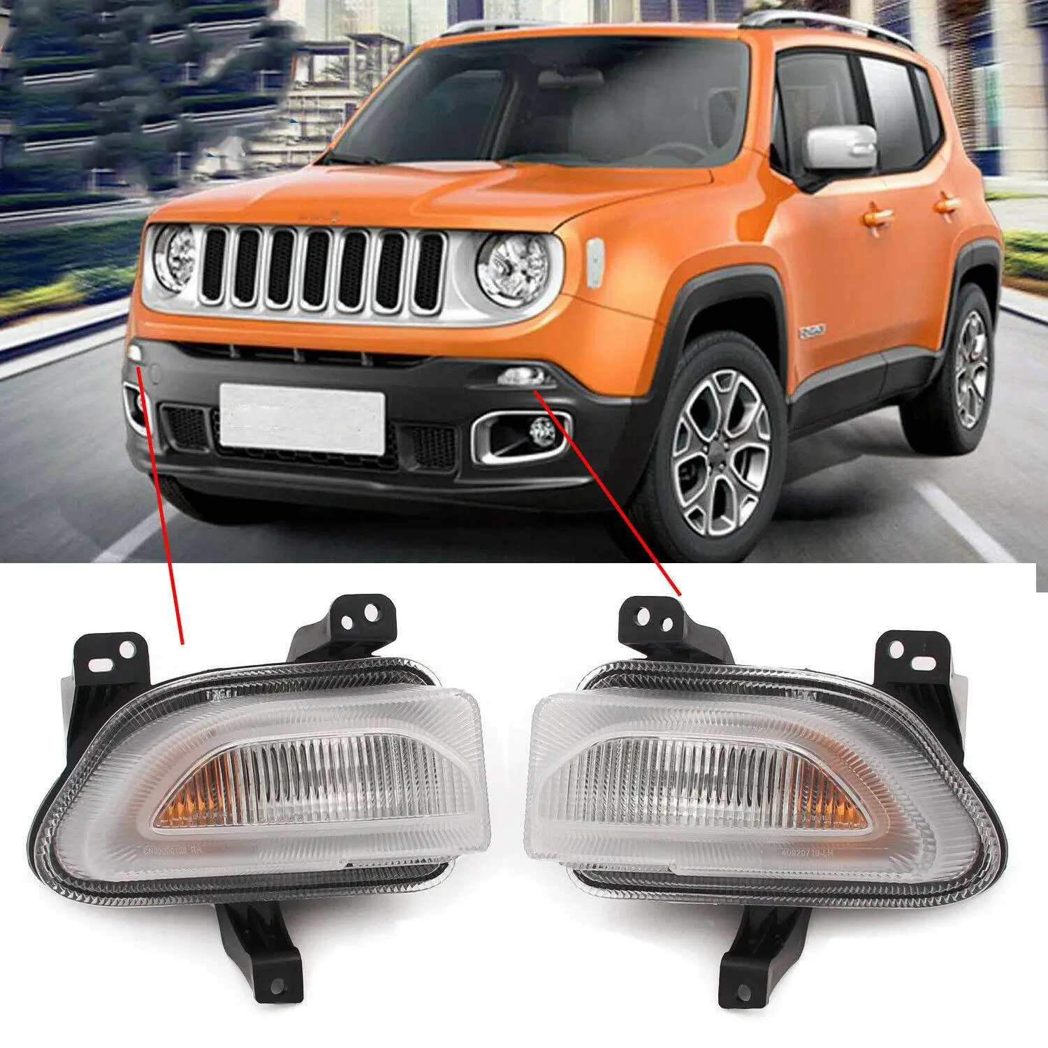 Front Left &Right Park Turn Signal Lamp Light for 2015-2018 Jeep Renegade 68256431AA 68256432AA