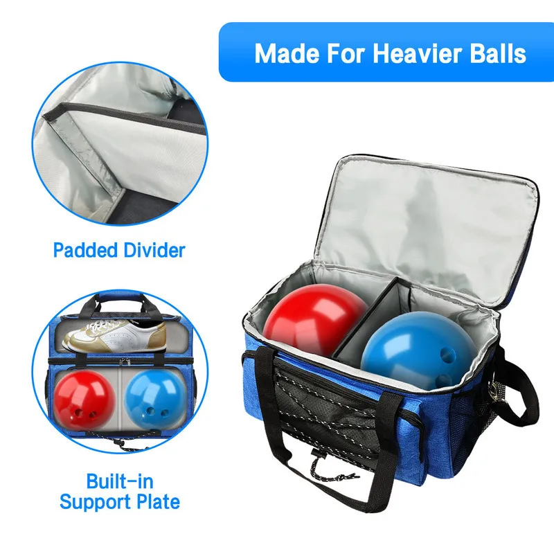 Bowling-Einkaufstasche Aufbewahrung tasche für 2 Bälle Bowling-Tasche mit gepolstertem Trennwand für 1 Paar Bowling schuhe bis Herren 16 Landung schiff