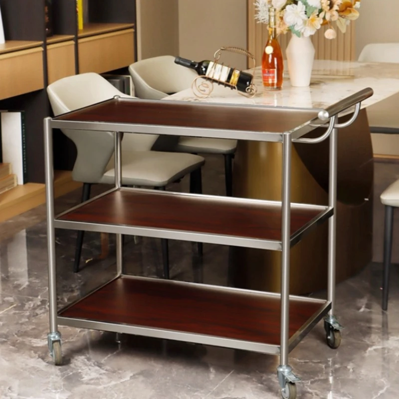 عربة يد للفنادق للتخزين الفضي، تفاصيل عربة يدوية للفندق المتحركة، عربة محمولة، أثاث تجاري من Reinigungs Wagen #5