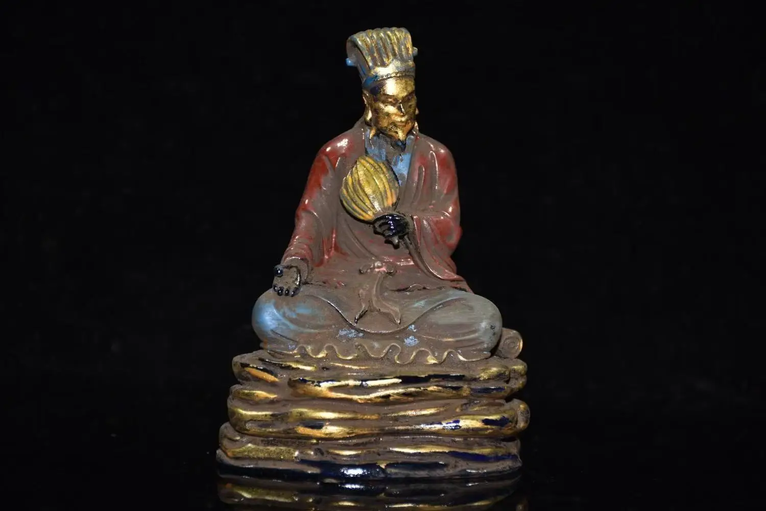 

Old Hand-painted colored glaze statue of Zhuge Liang from the Three Kingdoms period