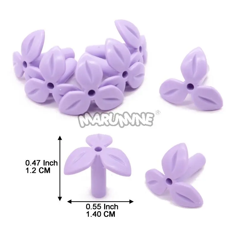 MARUMINE New Colors MOC Bricks Blocks Flower Plant Parts 100PCS Clover Leaves Compatible with 37695 DIY Decoration Accessories