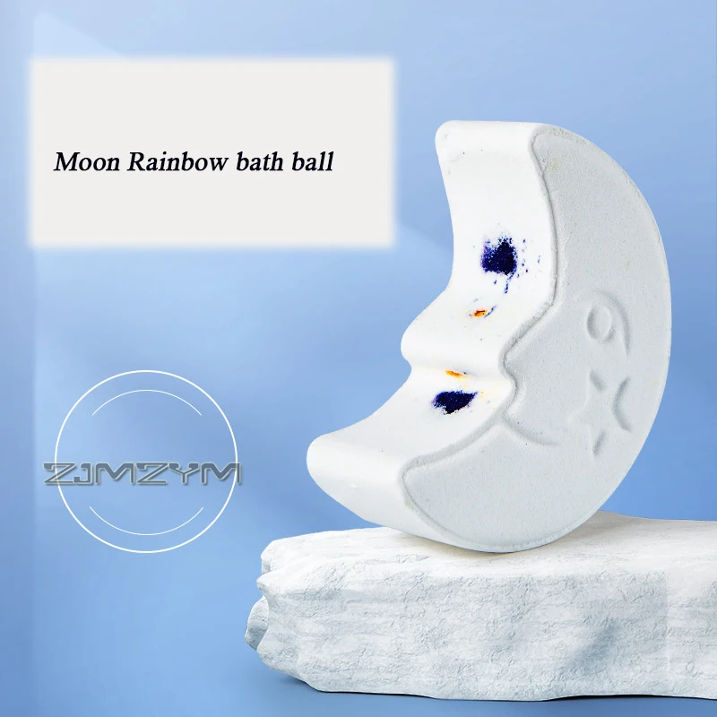 5Pcs Moon Shaped Bath Salt Ball Multi-bubble Lubricated Aromatherapy Essential Oil Sea Salt Bath Ball for Exfoliator