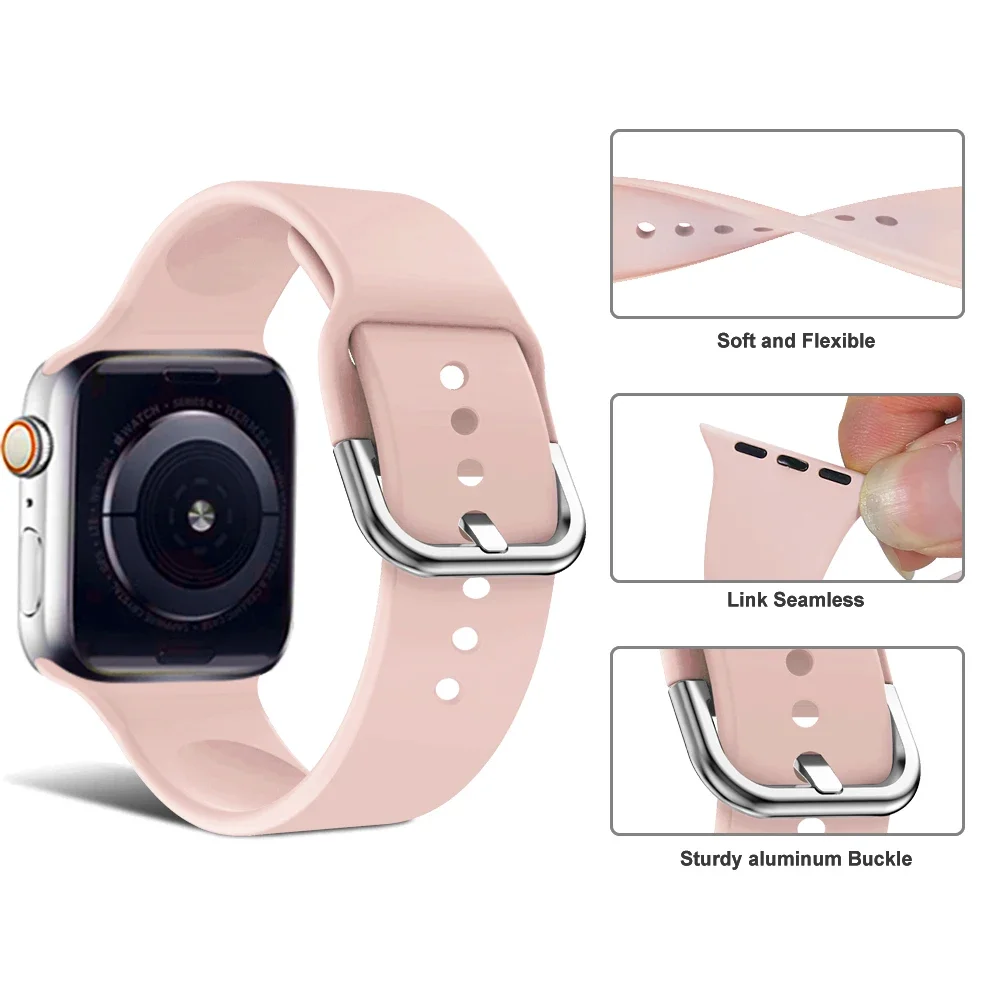 Tali silikon baru untuk jam tangan Apple, tali silikon baru untuk jam tangan Apple Ultra 8 7 6 5 4 SE band 45mm 41mm 40mm 44mm gelang olahraga untuk iWatch Seri 3 38mm 42mm