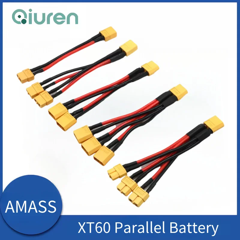 XT60 Parallel Battery Connector Male/Female Cable Dual Extension Y Splitter/ 3-Way 14AWG Silicone Wire for RC Battery Motor