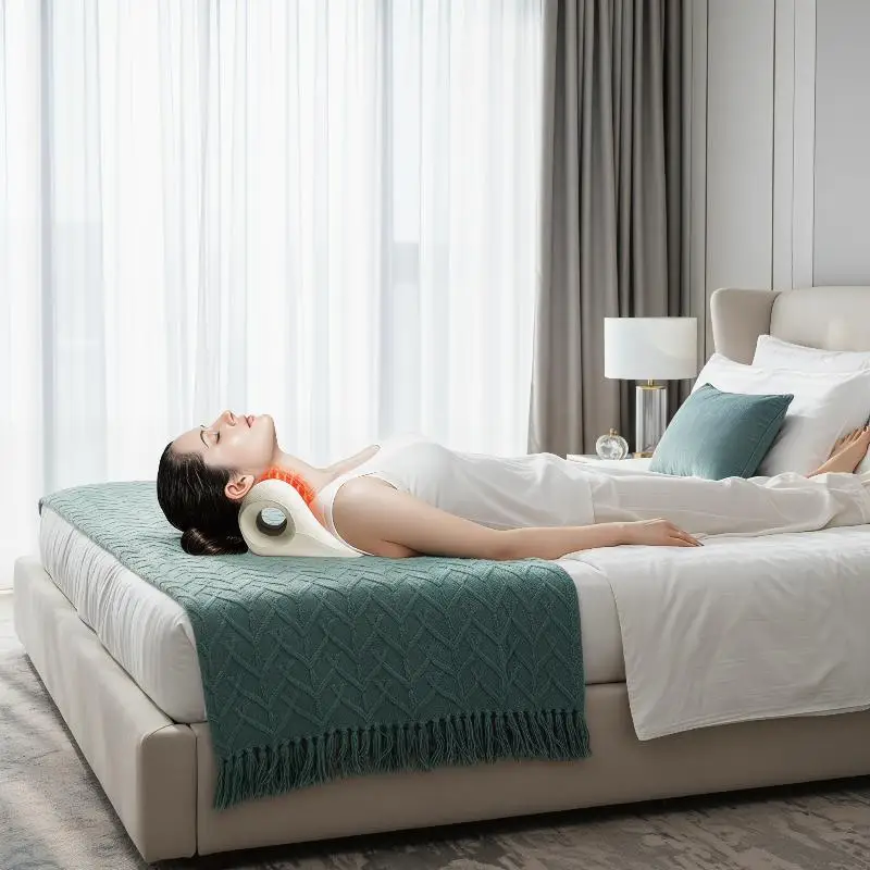❤️   Oreiller de massage cervical en forme de C, contour ergonomique, relaxation contre la fatigue, relaxant pour le cou et les épaules, utilisation polyvalente, design d'acupression