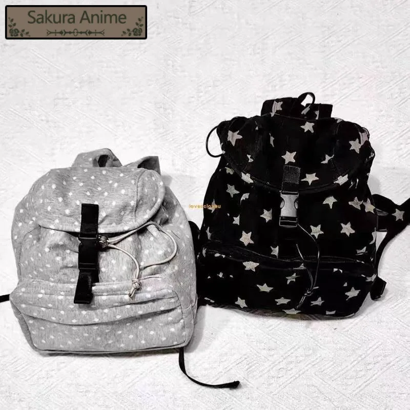 กระเป๋าเป้สะพายหลังลายดาววินเทจสำหรับผู้หญิง สไตล์ Y2K แมทช์ได้กับทุกชุด กระเป๋าถือลำลองสไตล์ญี่ปุ่น แฟชั่นย้อนยุคสุดเทรนดี้