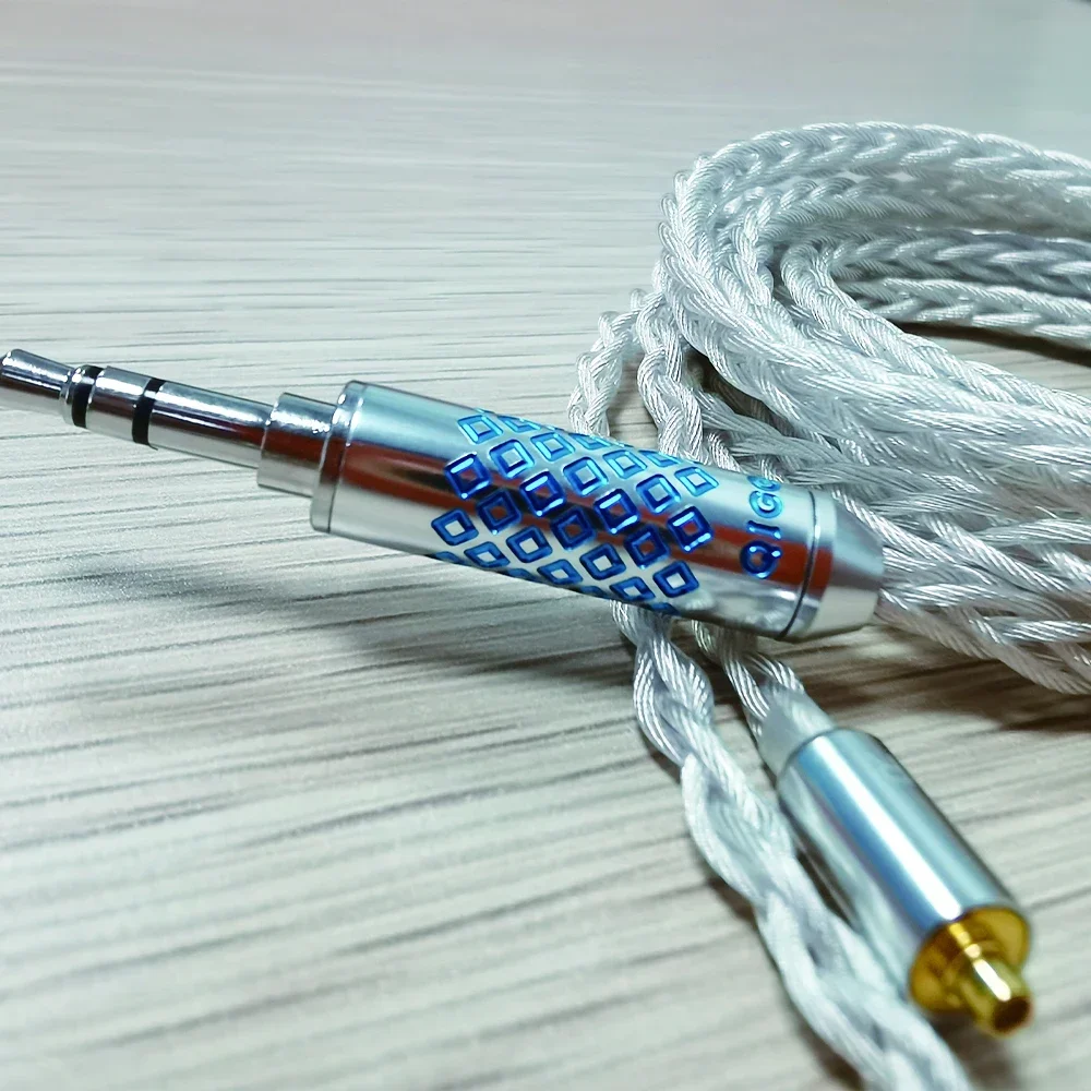 QIGOM MMCX ที่ถอดออกได้ 8-core Silver-Plated OFC Braided Audio CABLE พร้อมขั้วต่อแจ็คหูฟังโรเดียมหลากสี