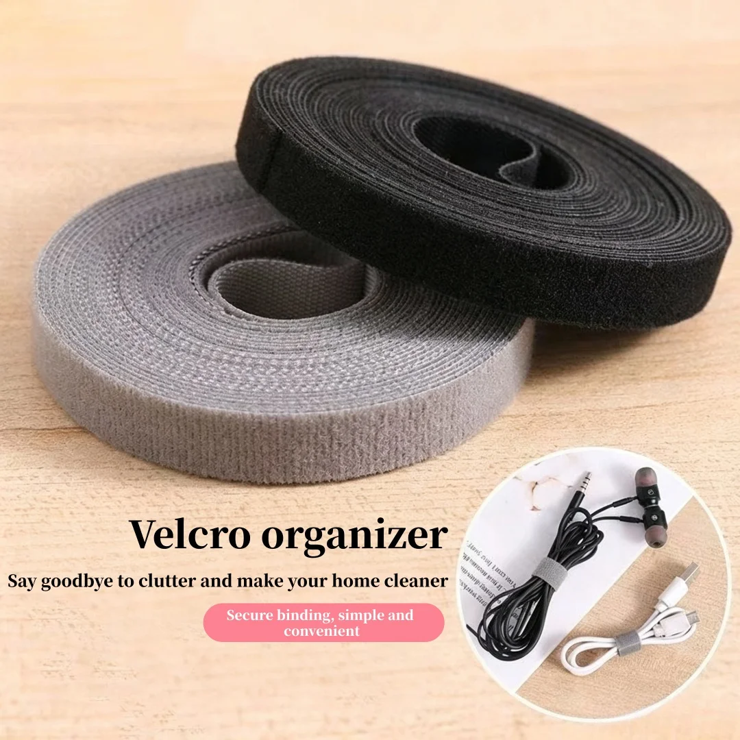 Hook and loop, nylon double-sided, reusable hook and loop cable reel, used for bundling and fastening in homes and offices