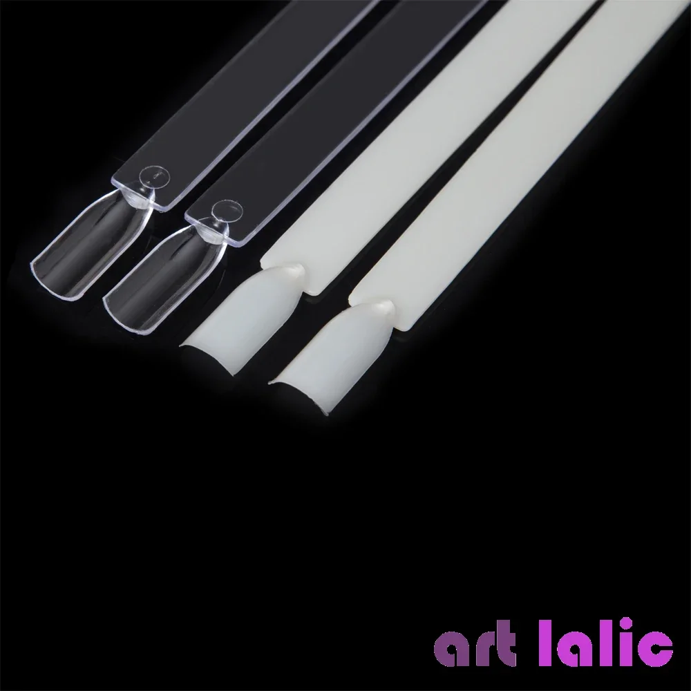 50Pcs Natürliche Klare Acryl Falsche Nail art Display Tipps Fan Stil Swatch Polnischen Stehen Maniküre Zubehör Werkzeug