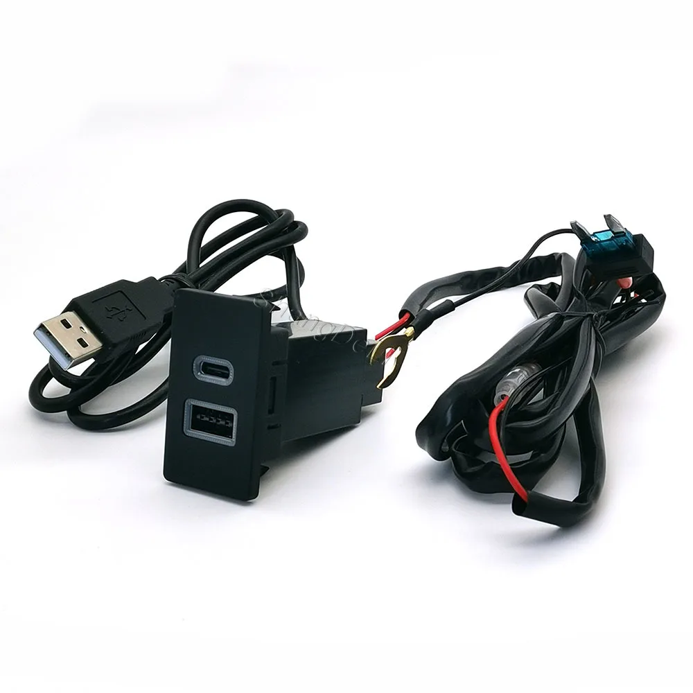 1 قطعة صالح لتويوتا كورولا LC80 سيارة المزدوج USB نوع-C PD شاحن الصوت راديو U-القرص فلاش المقبس محول الشحن