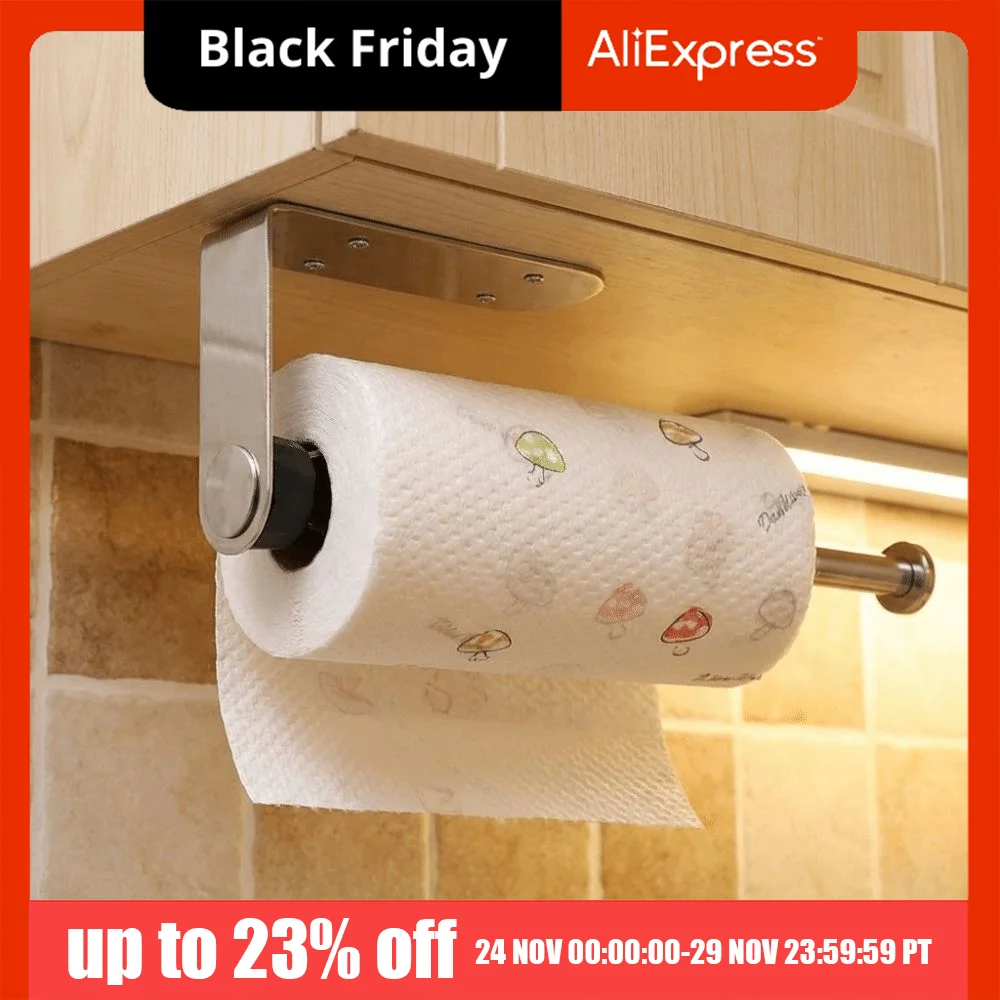 

Держатель для бумажных полотенец из нержавеющей стали, без сверления, на клейкой основе, настенный, диспенсер для рулонной бумаги, отрывание одной рукой, серебристый, черный