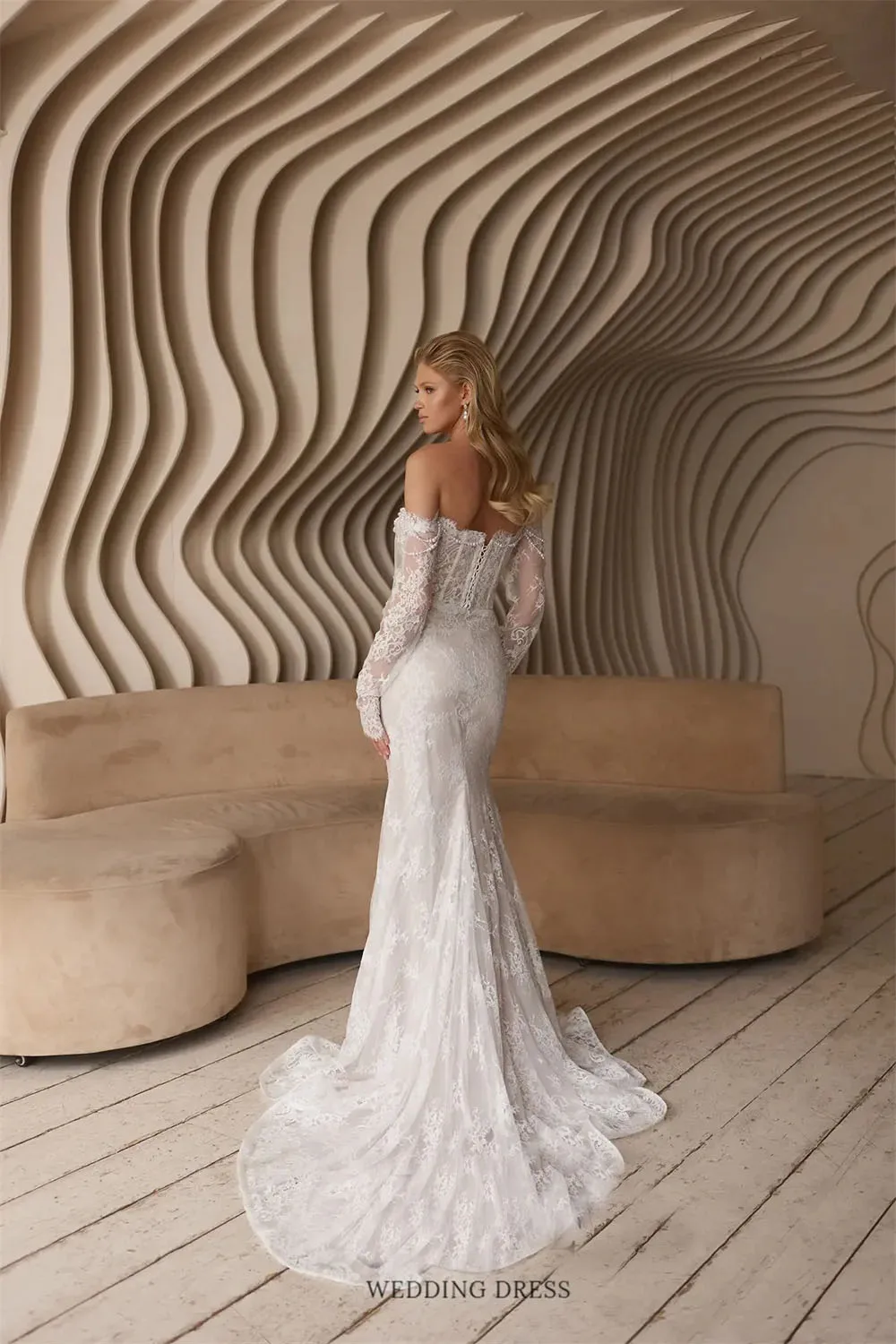 Zhi luxo rendas sereia vestidos de casamento 2026 pérolas querida mangas compridas vestido de noiva personalizado vestidos de noiva