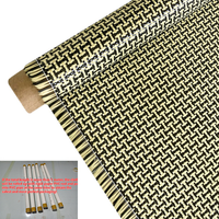 1100D /3K 200gsm Yellow Kevar & Carbon fibermixed Fabric Piain Hybrid Carbon Kevlar Cloth 100cm wide roll up