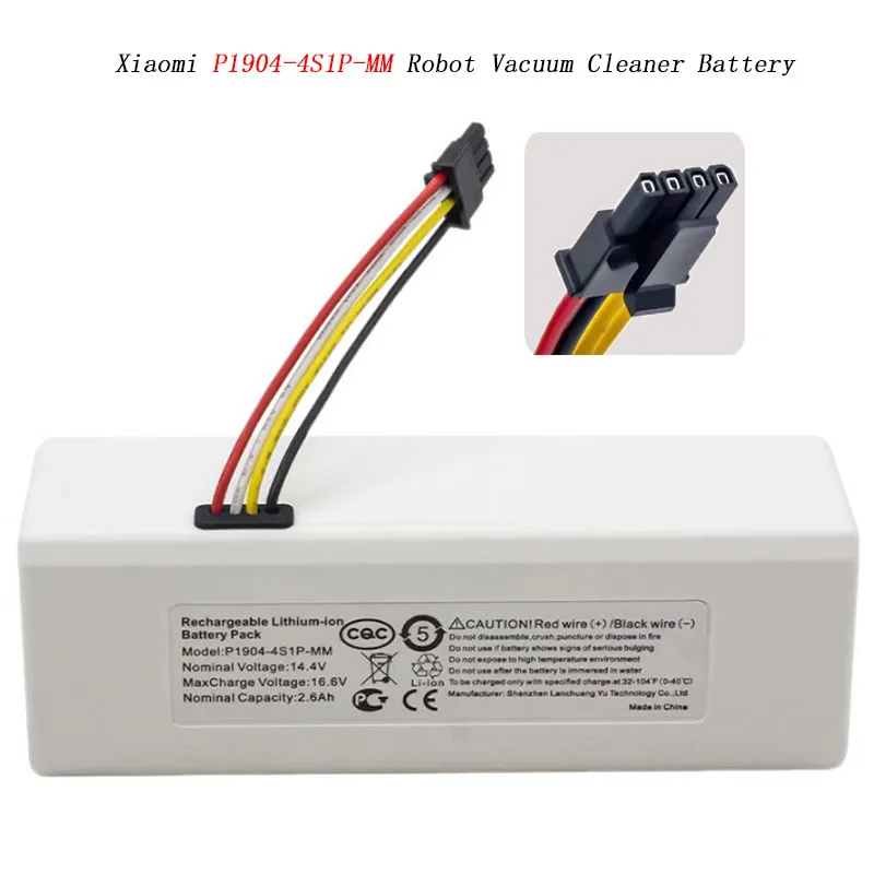 Rechargeable Battery For Xiaomi C1 Robot Cleaner STYTJ01ZHM 14.4V 2600mAh  Li-ion Battery Pack  Customizable, Factory Direct