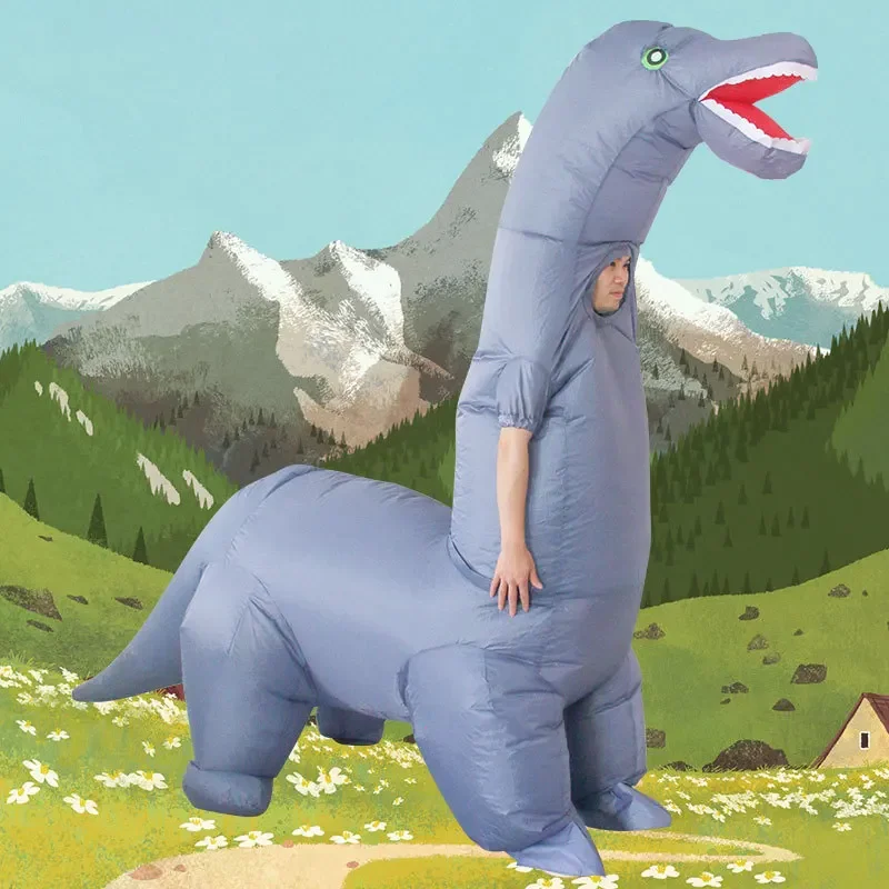 2024 New Inflatable Dinosaur Costume Adult Diplodocus Dino Costume Blow Up Halloween Costumes for Adults Height 150-190cm