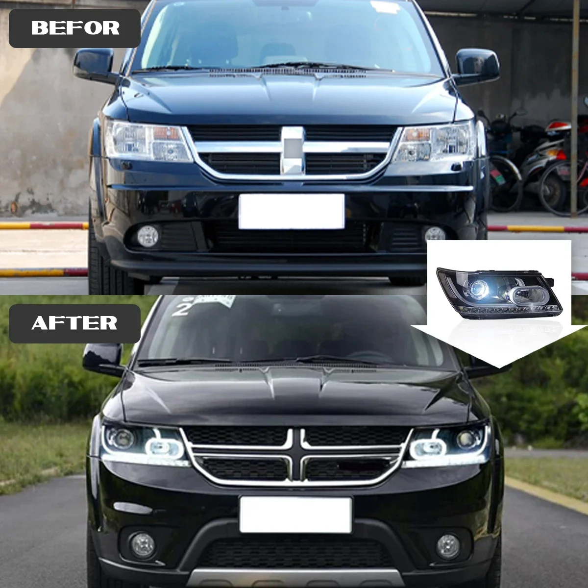 TYPY Car headlights For Dodge Journey 2009-2016 Dynamic information turn signal Daytime running lights Auto parts