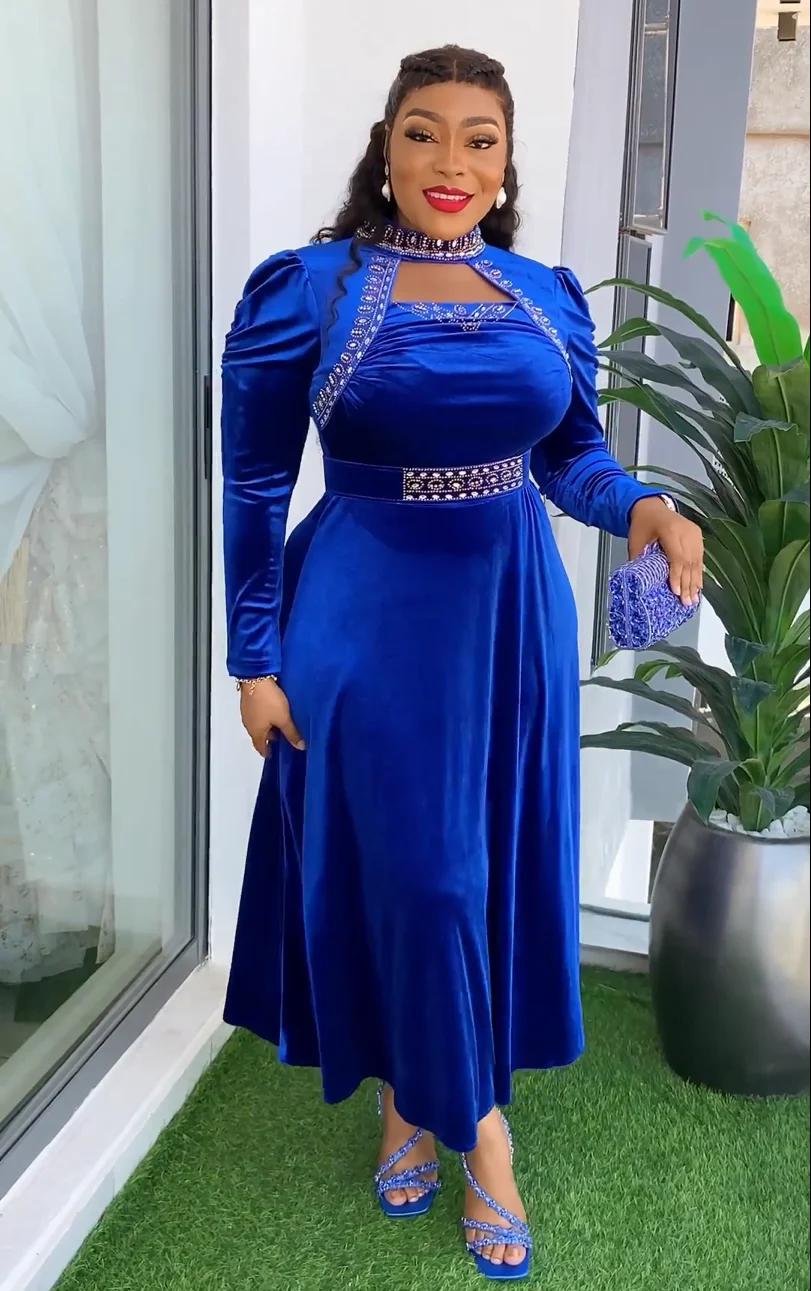 

MD African Women Plus Size Evening Dresses Wedding Party Luxury 2024 Flannel Gown Bodycon Dresses Dashiki Ankara Africa Clothing