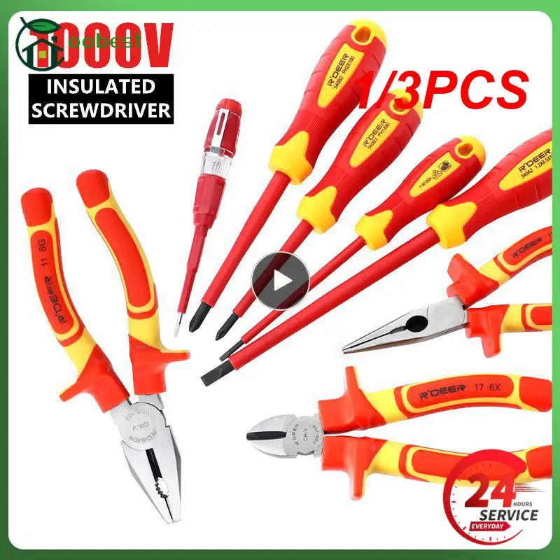 1/3PCS Insulated Screwdriver Electrician Dedicated Magnetic Precision Screwdriver High 1000V Slotted Phillips Hand Tools