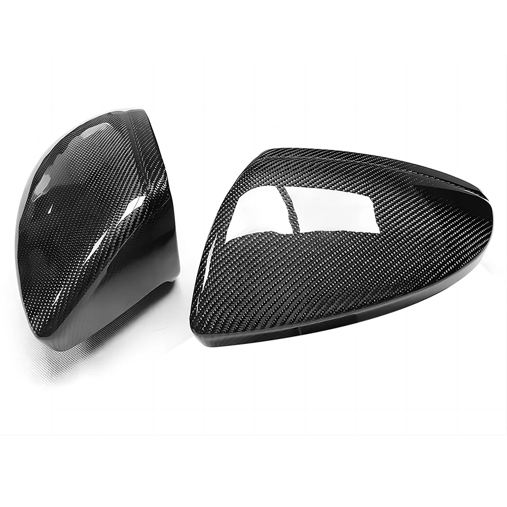 Replacement Rearview Side Mirror Covers Cap For Audi 18-23 A8 S8 E-Tron Carbon Fiber Casing Shell Without Blind Spot Assist