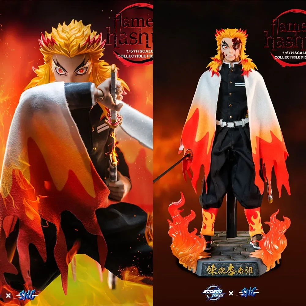 In Stock SNC SC-001 1/6 Scale Demon Slayer Rengoku Kyoujurou Three Head Action Figure Body Doll Full Set Collectible Toy Model