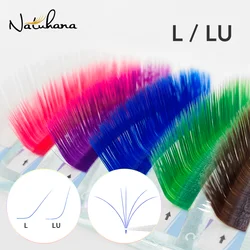 NATUHANA Easy Fan Lashes 컬러 L/LU(M) 컬 가짜 속눈썹 연장 개별 자동 팬 컬러 밍크 속눈썹 L 형 메이크업