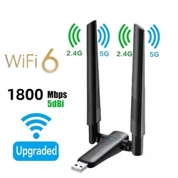 1800Mbps WiFi 6 USB Adapter 5G/2.4GHz USB3.0 Wi-fi Dongle Wireless 802.11ax Network Card High Gain Antenna For Windows 10 11