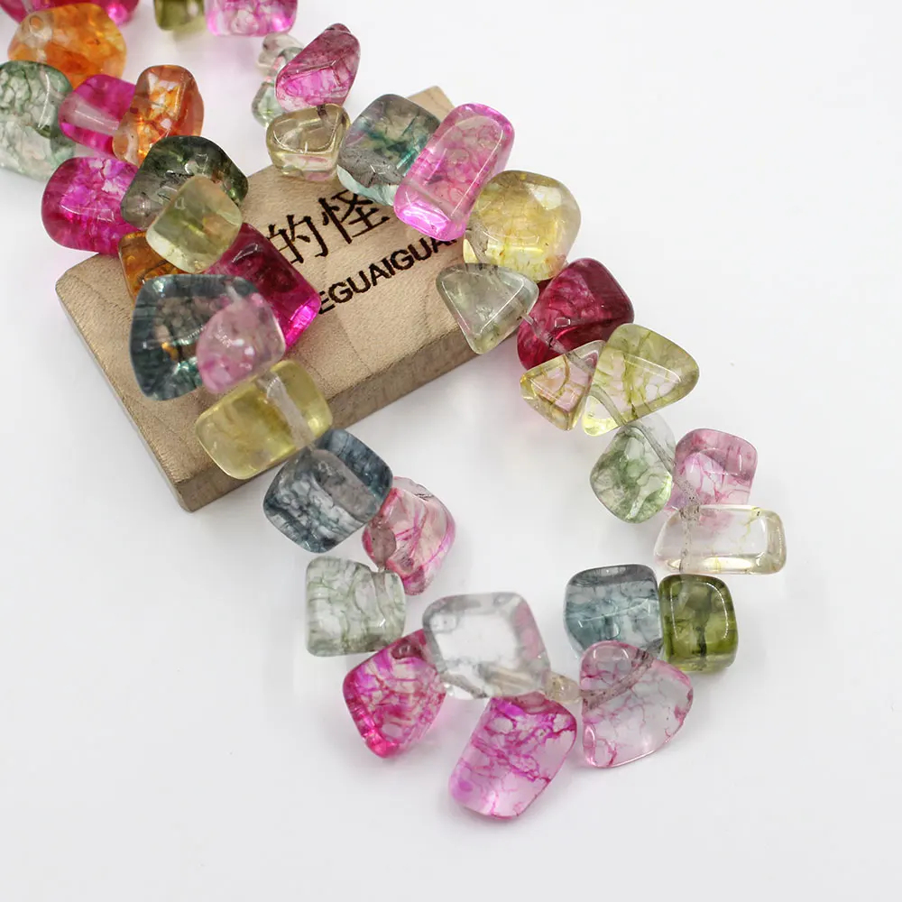Natural Mix Color Crystal Polished Top-drilled Freeform Nugget Loose Beads 15.5