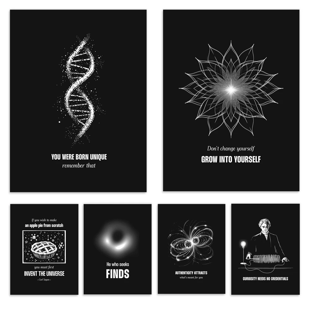 Pulsar, neutron star, spiral clock, solar eclipse, earth magnetic field, black hole, astronomy, motivational philosophy poster