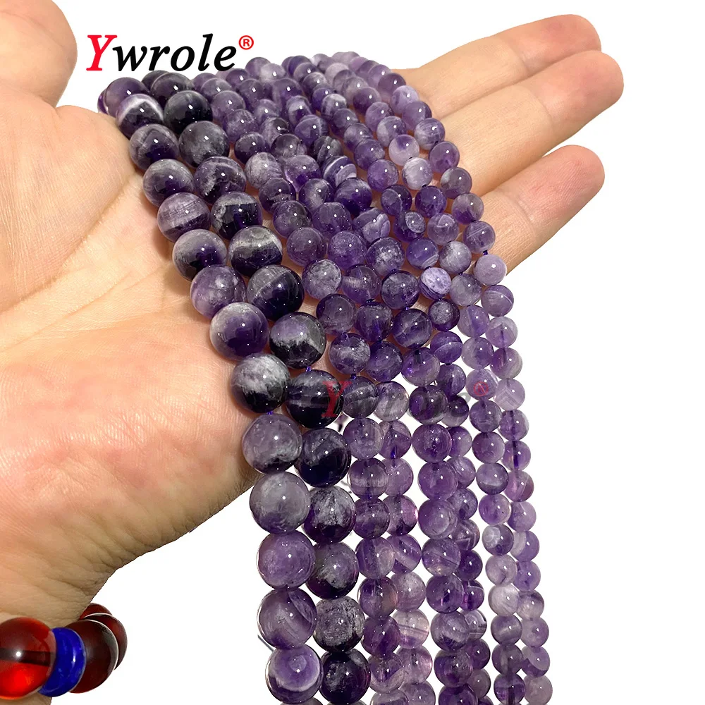 Good Quality Natural Amethyst Stone Crystal Beads Purple Smooth Gem For Jewelry Making DIY Bracelet Accessories 4 6 8 10 12MM