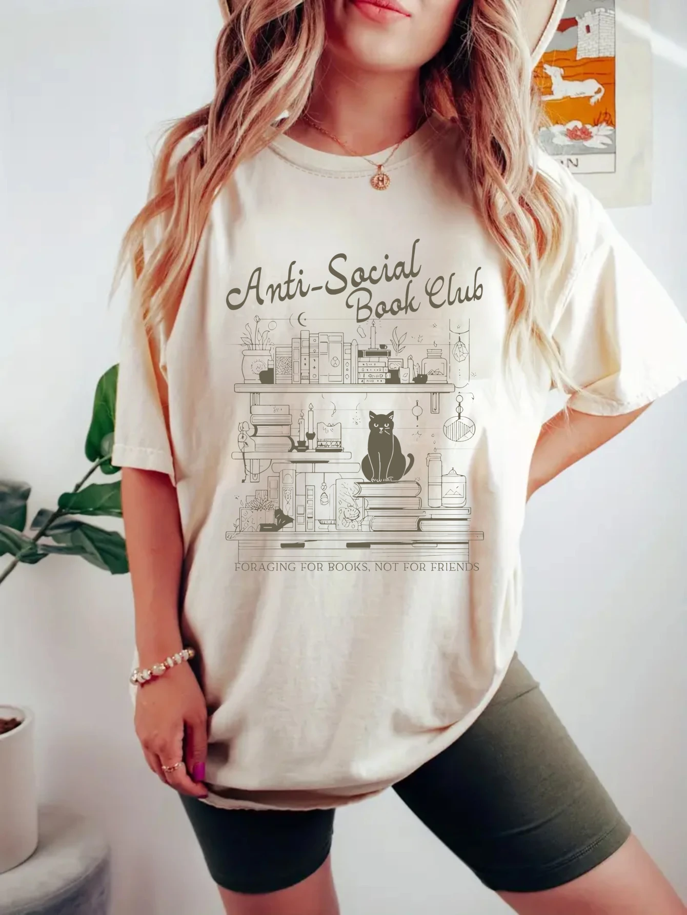 

Women's plus size tank top Anti Social Book Club Cat Shelf Suitable for sports and daily wear Summer fashion top Summer beach