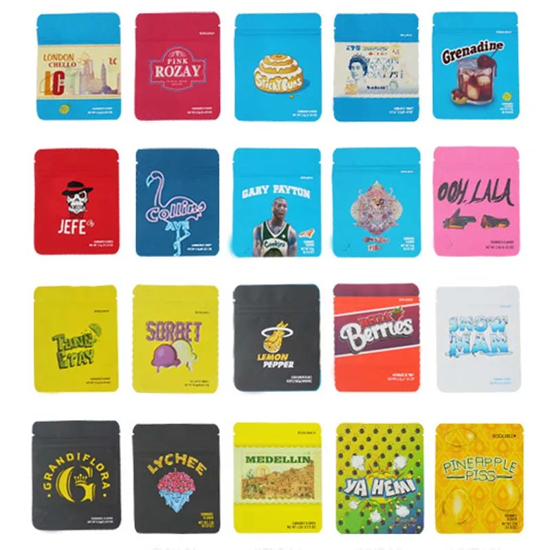 1g 3.5g Mylar Bag Cookie Flower Packaging Bags Food Storage Plastic Doypack Aluminium Foil Zip Lock Stand Up Pouch Ziplock Bag