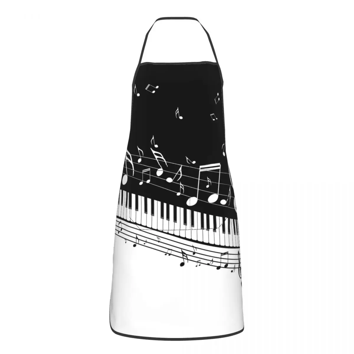 Abstract Piano Keys With Musical Notes Apron Waterproof Home Kitchen Cooking Waist Hanging Neck Towel Apron