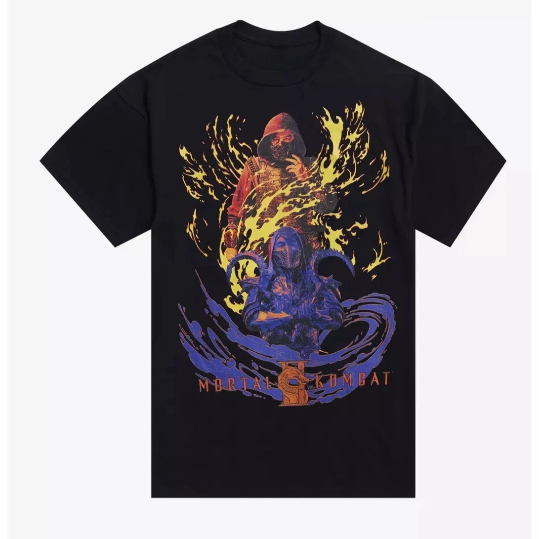 Camiseta unisex de algodón 100% con gráfico de Mortal Kombat 2 Scorpion y Noob Saibot, novedad de verano 2026, camiseta holgada Y2k con cuello redondo para hombre