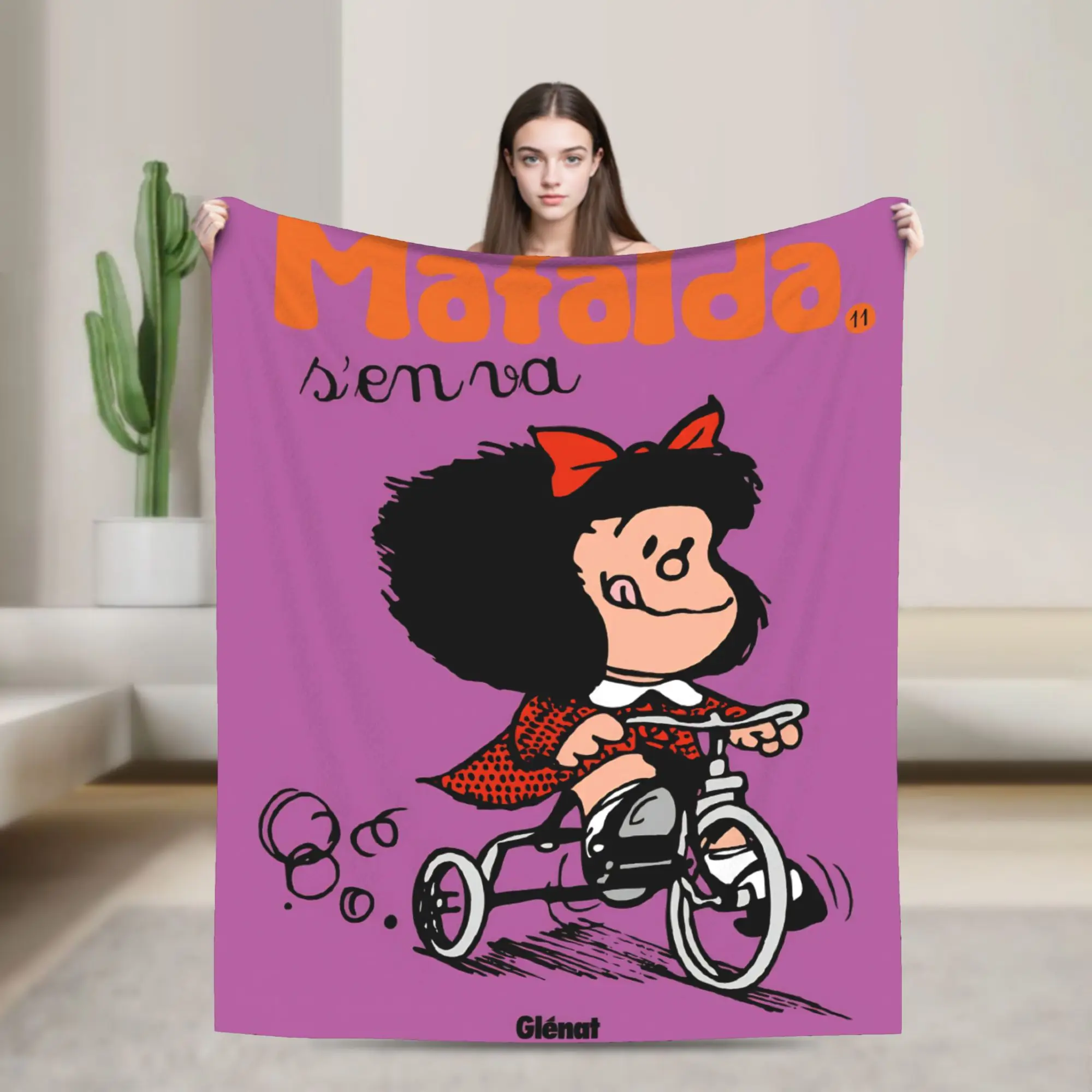 Soft Warm Blanket Travel Office Mafaldas Cartoon  Throw Blanket  Flannel Bedspread For Living Room Funny Sofa Bed Cover
