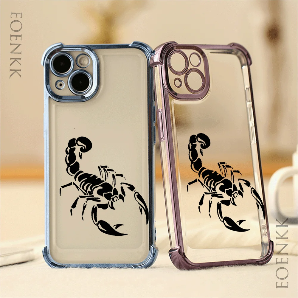 Black Scorpion Anti-drop Case IPhone 11 12 13 14 15 16 Pro Max X XS XR 7 8 Plus Transparent Anti-scratch Fashio Case Gold Case