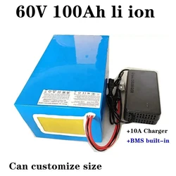 lithium 60V 100AH li ion battery With BMS for 3500W 6000W scooter AGV demo Go Cart Skateboard bike +10A charger